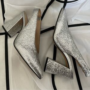 Vince Camuto Metallic Silver Block Heels